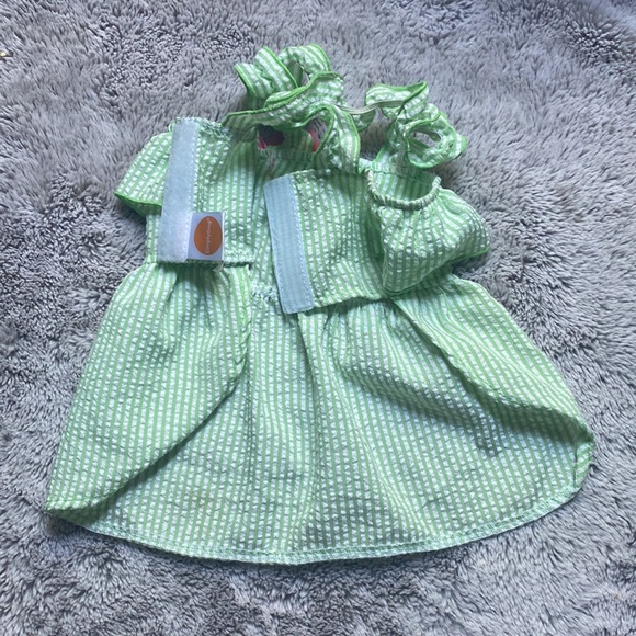 Green striped dog sundress size small - Picture 2 of 2